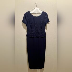 R&M Richards Deep Purple Dress with Elegant Detailing